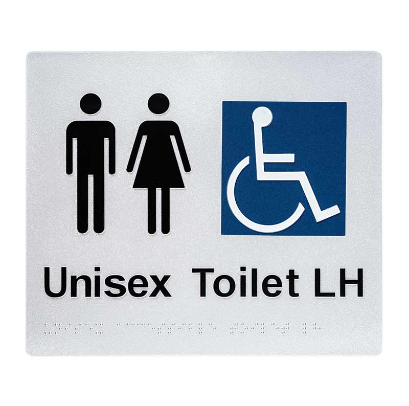 SP08-LH Male Disabled Toilet Left Hand Stainless Steel Braille Sign