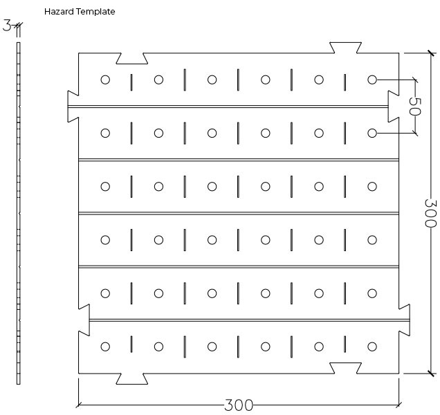 TSA 300mm x 300mm Hazard Installation Drilling Template