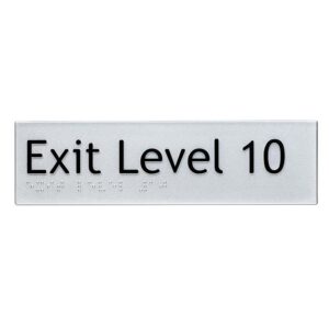 Exit Level 10 Braille Sign