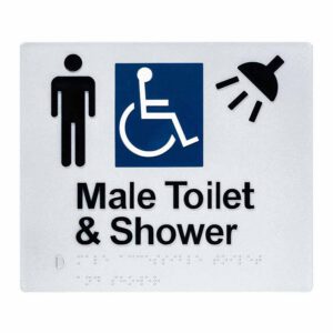 Male Accessible Toilet & Shower Braille Sign