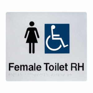 Female Accessible Toilet RH Braille Sign