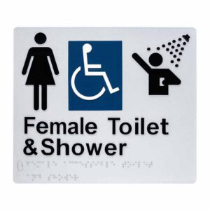 Female Accessible Toilet & Shower Braille Sign