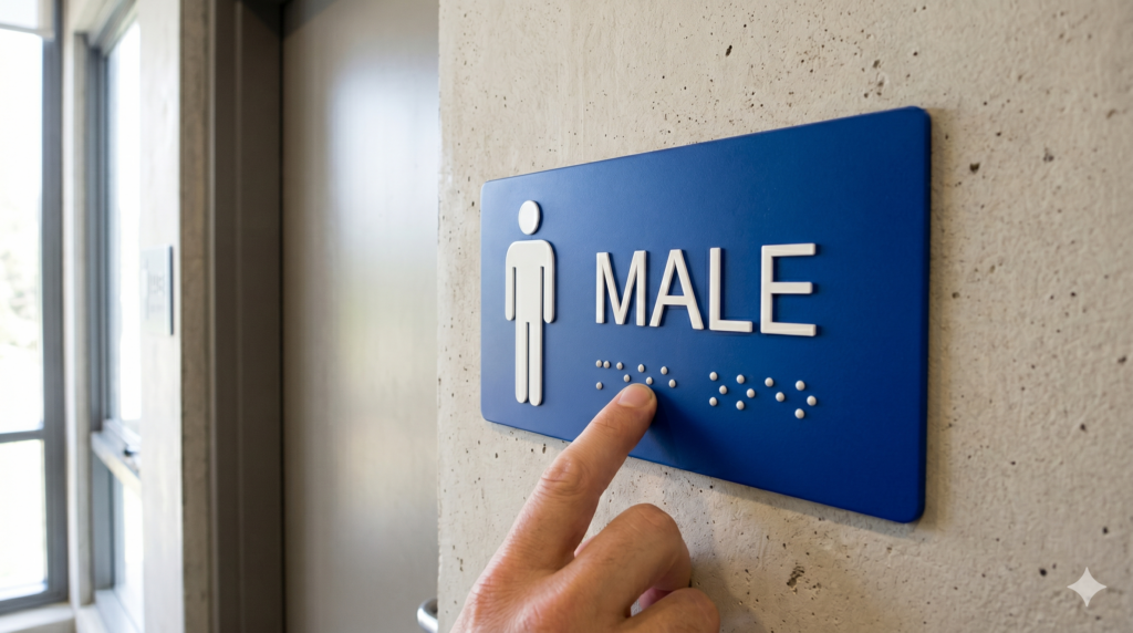 braille sign male toilet